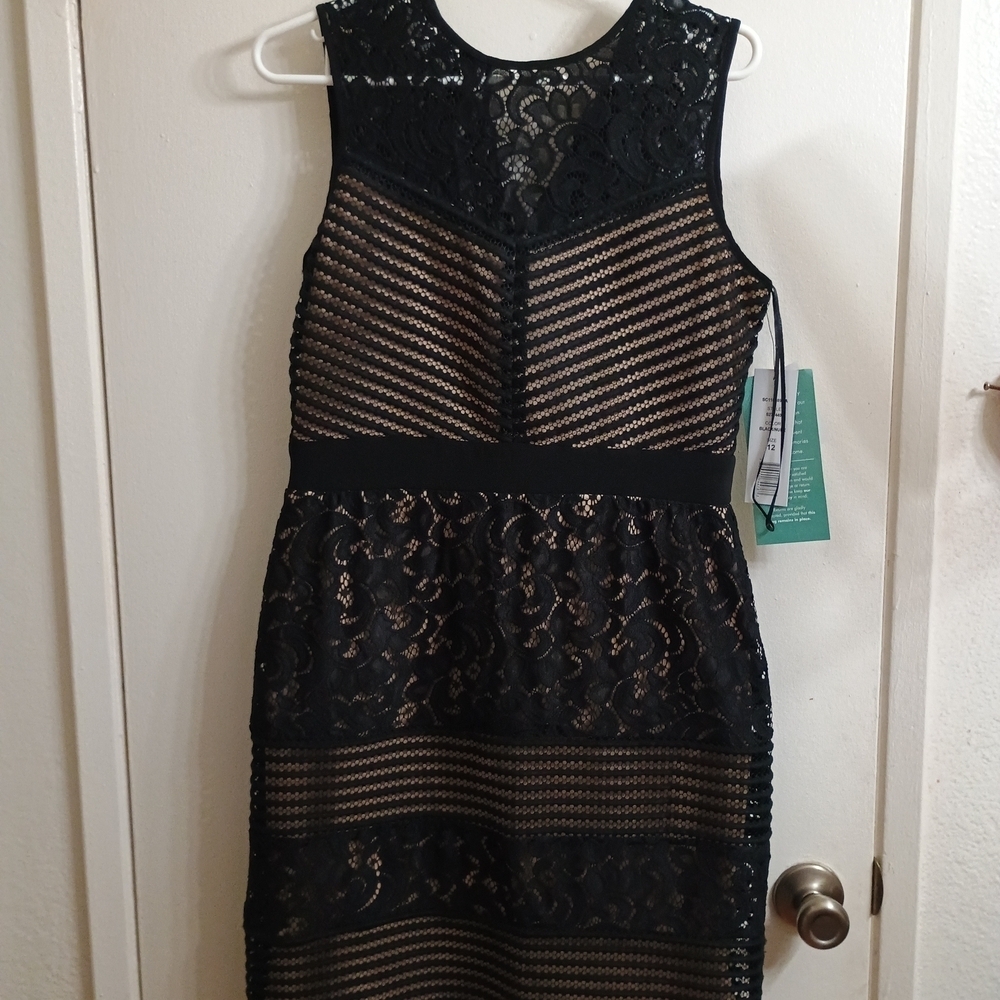 Scarlett Black Sheath Mini Dress Sleeveless Crew Neck